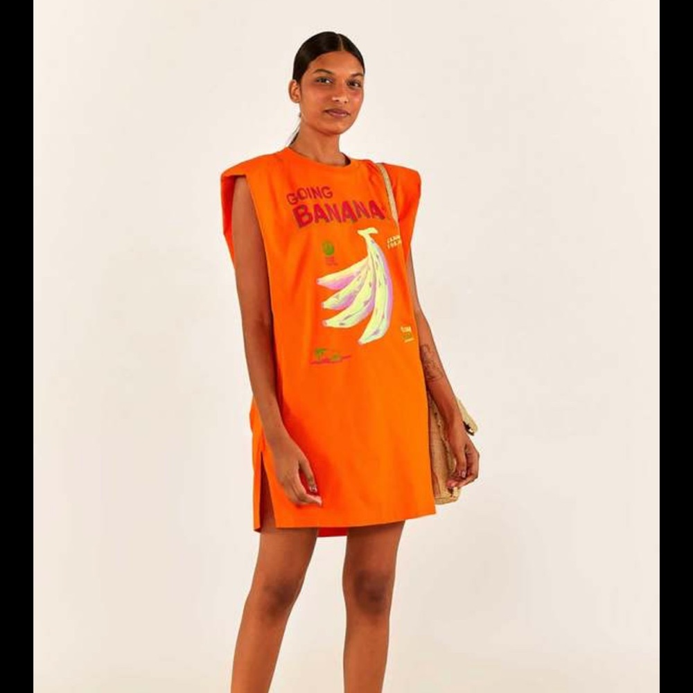 ORANGE GOING BANANAS T-SHIRT DRESS
